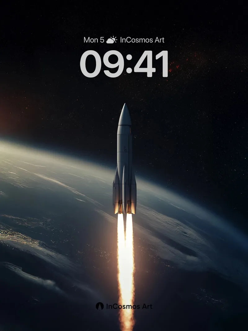 Cosmic Ascent Wallpaper with Fiery Trail