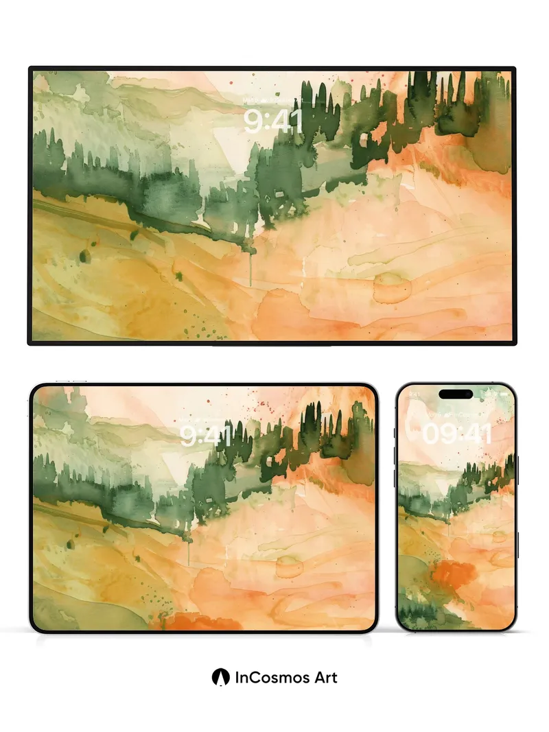 Crimson Valley Wallpaper with Whispering Pines