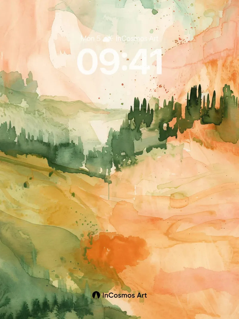 Crimson Valley Wallpaper with Whispering Pines