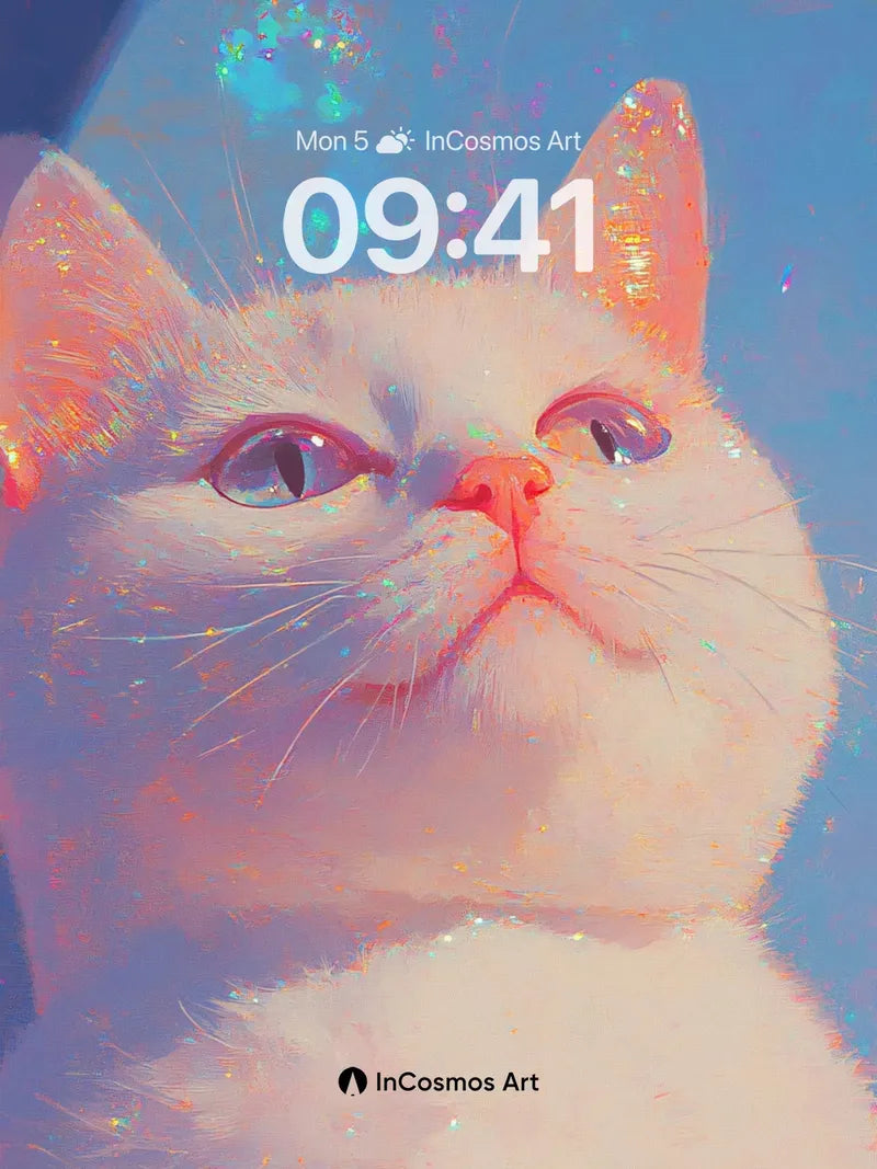 Luminous Feline Wallpaper with Cosmic Hues