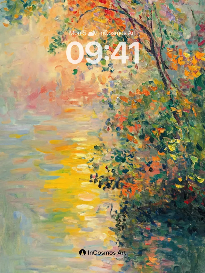 Golden Hush Wallpaper with Monet's Reflections