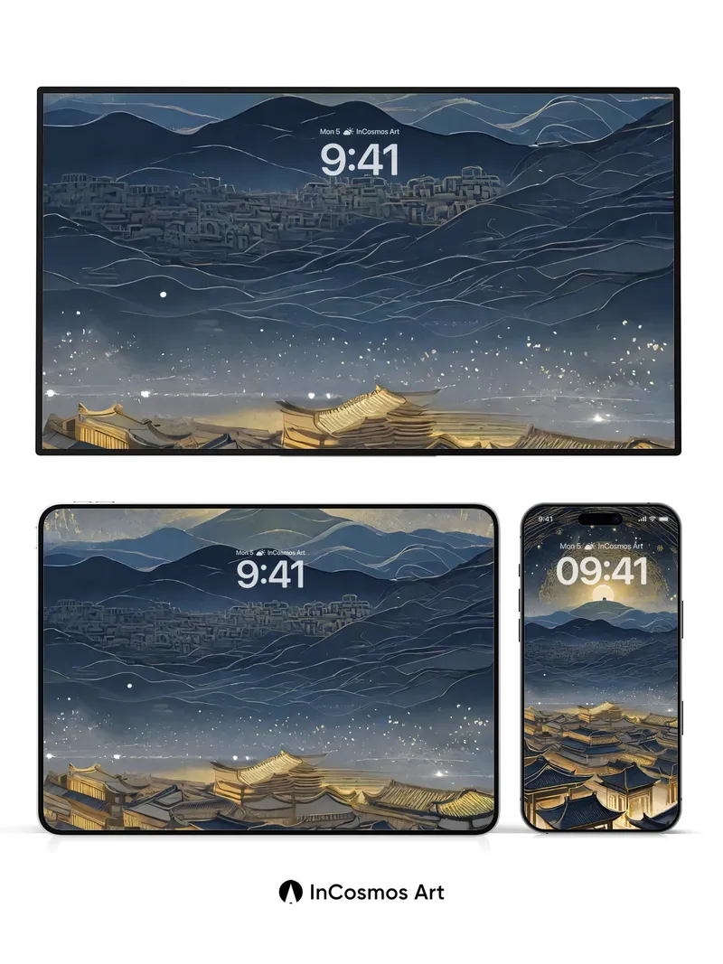 Moonlit Palace Wallpaper with Celestial Veil