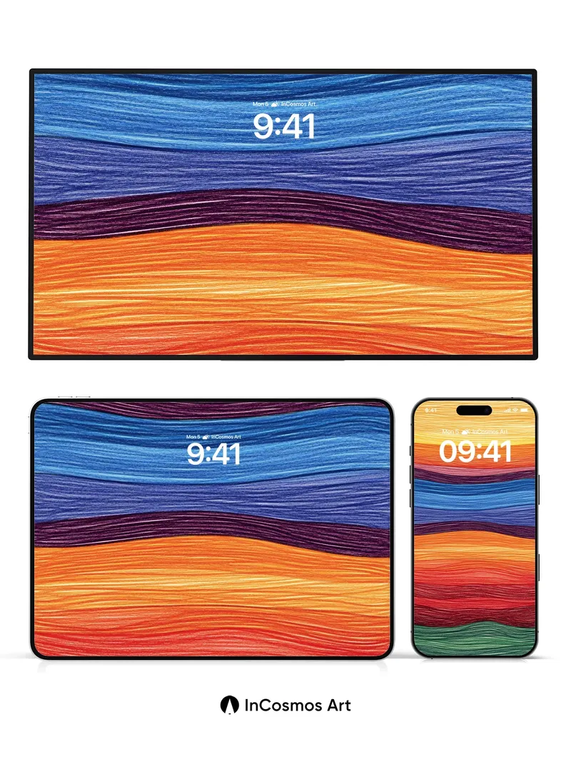 Crimson Horizon Wallpaper with Woven Light