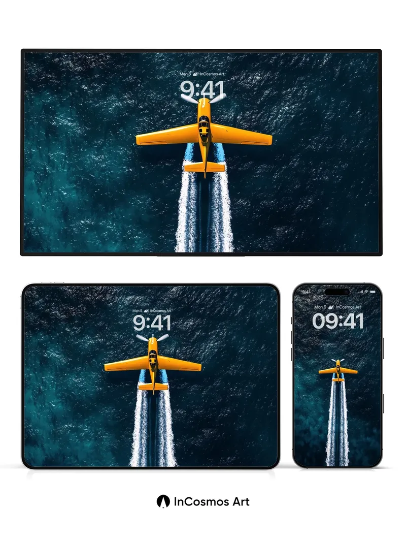 Cobalt Flight Wallpaper with Golden Trail