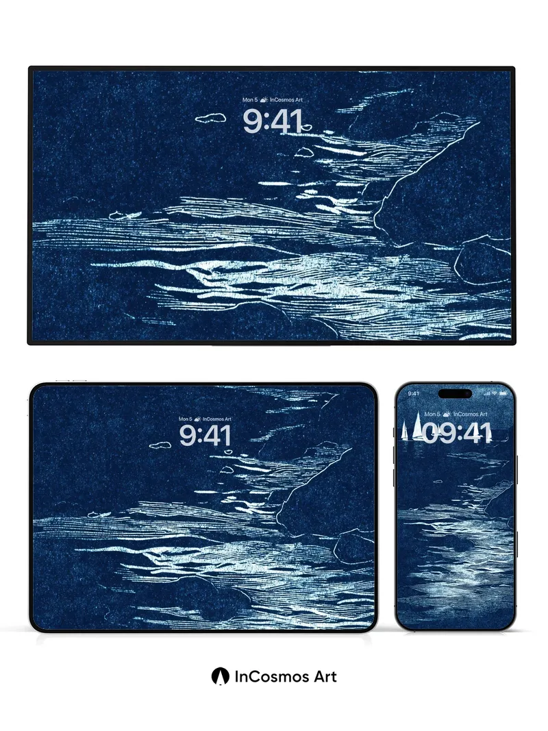 Silent Sail Wallpaper with Moonlit Ripples