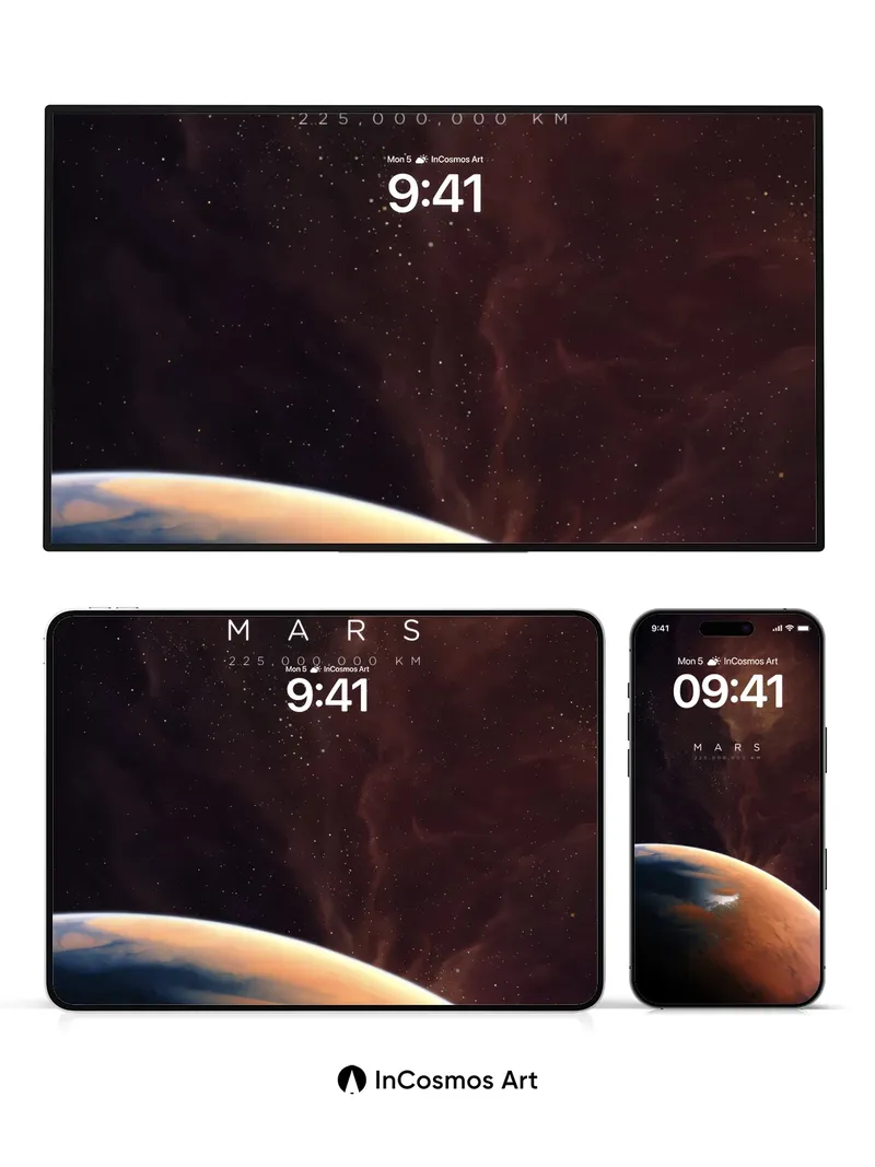 Cosmic Hush Wallpaper with Mars Horizon