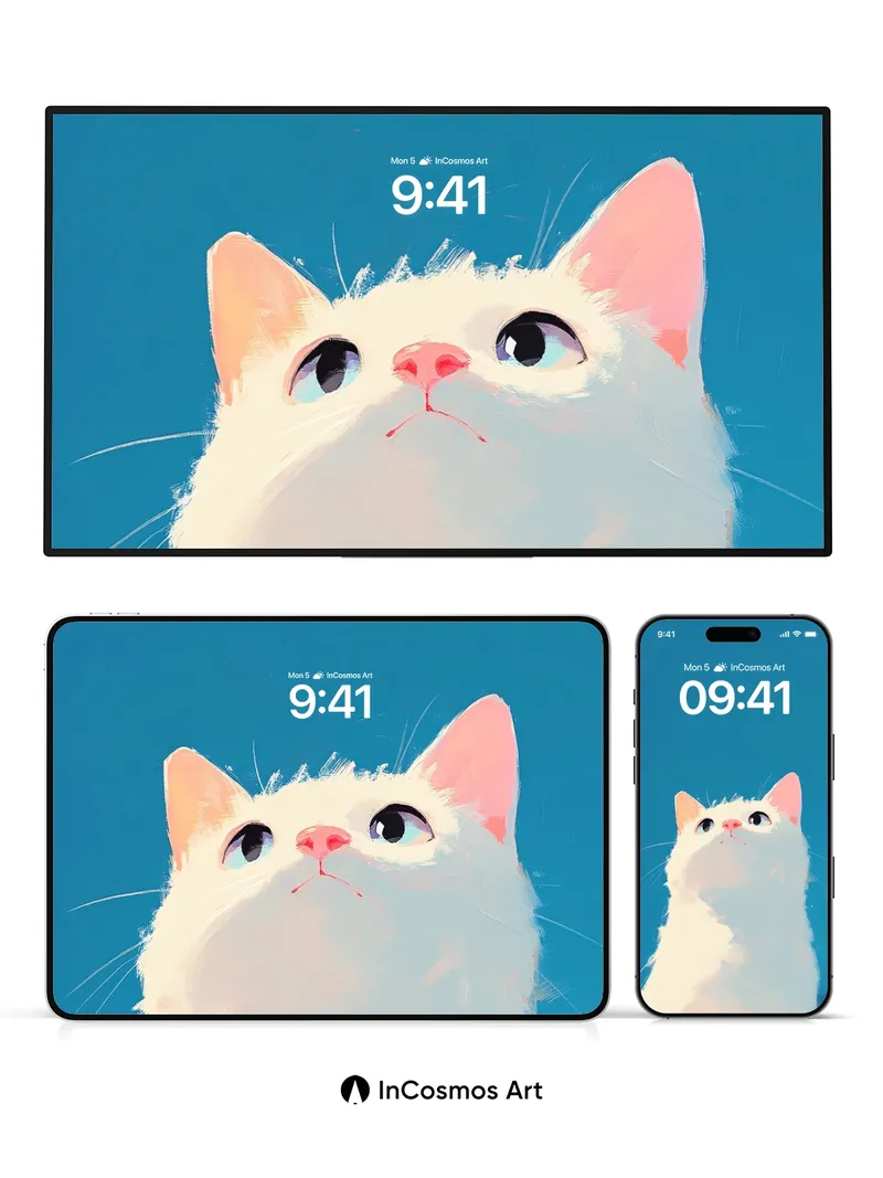 Serene Gaze Wallpaper with Floating Whiskers