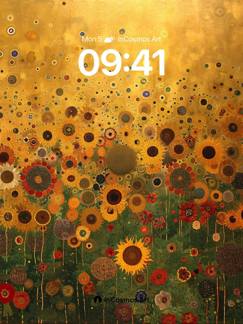 Golden Field Wallpaper with Dotted Sky wallpaper for iPhone, iPad & Mac