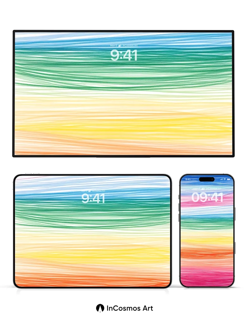 Rainbow Pulse Wallpaper with Swirling Light