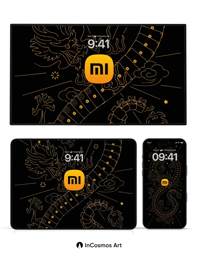 Golden Dragon Spiral Wallpaper with Mythic Light