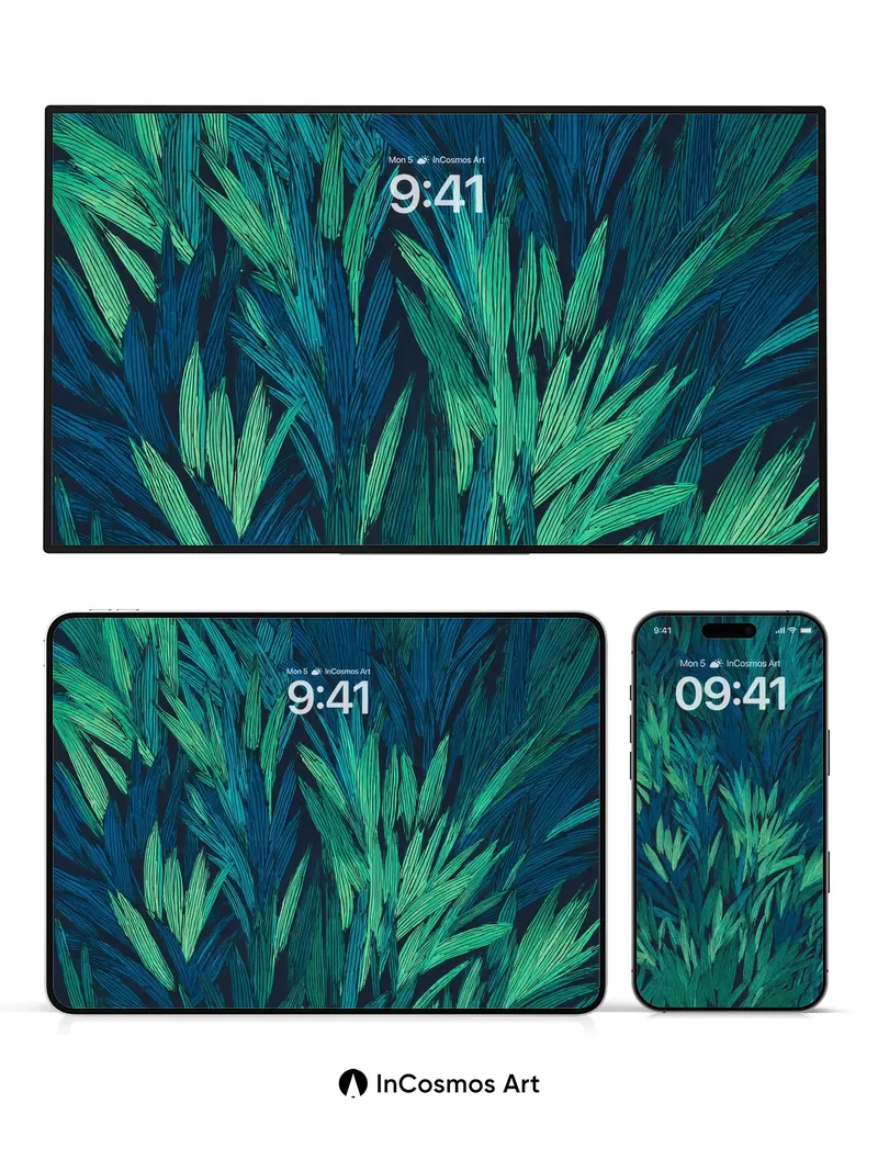 Midnight Pine Needle Wallpaper with Linear Depth