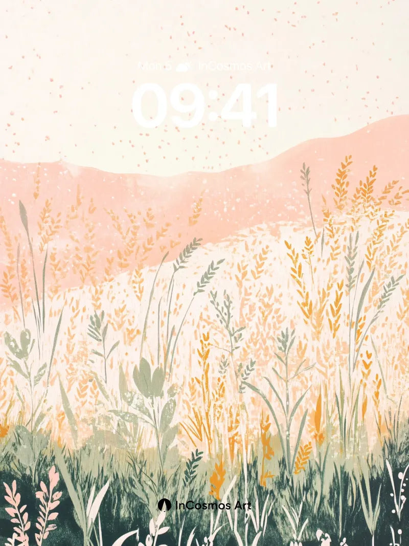 Serenity Field Wallpaper with Distant Hills