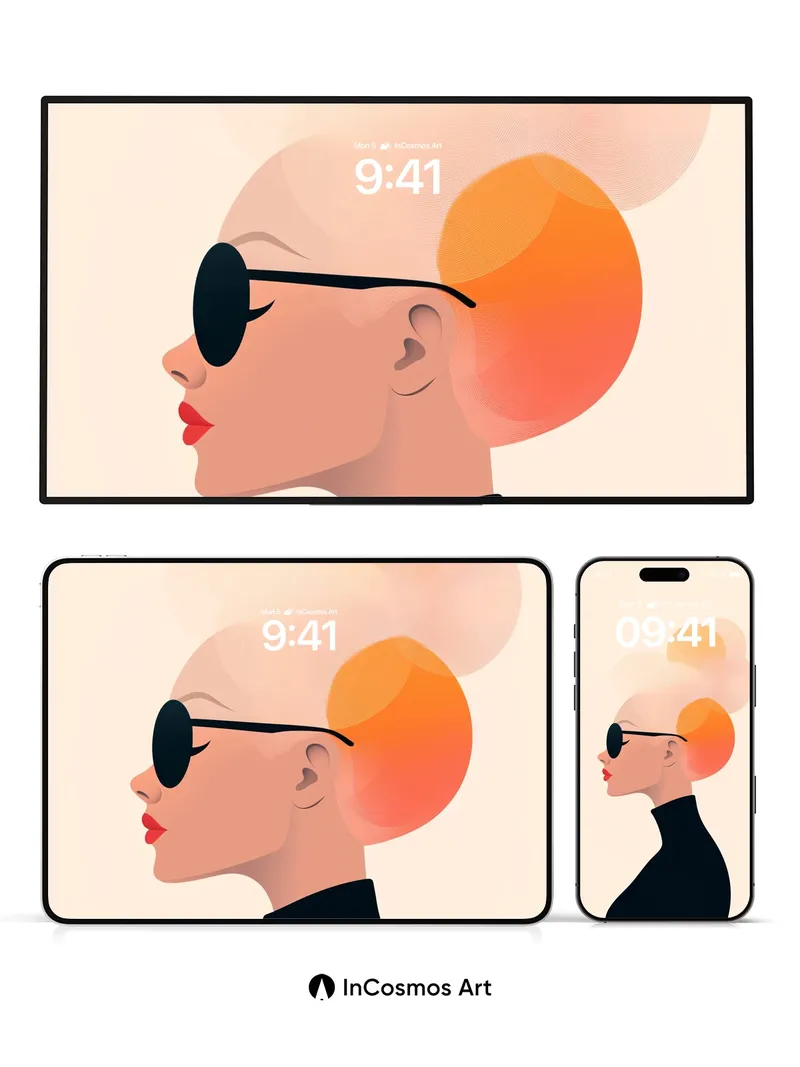 Surreal Silhouette Wallpaper with Floating Oranges