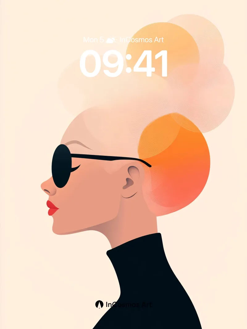 Surreal Silhouette Wallpaper with Floating Oranges