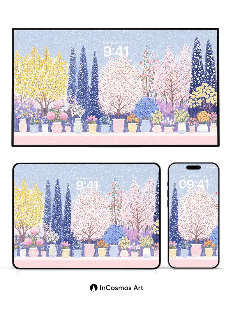 Whispering Bloom Wallpaper with Snowfall Hush