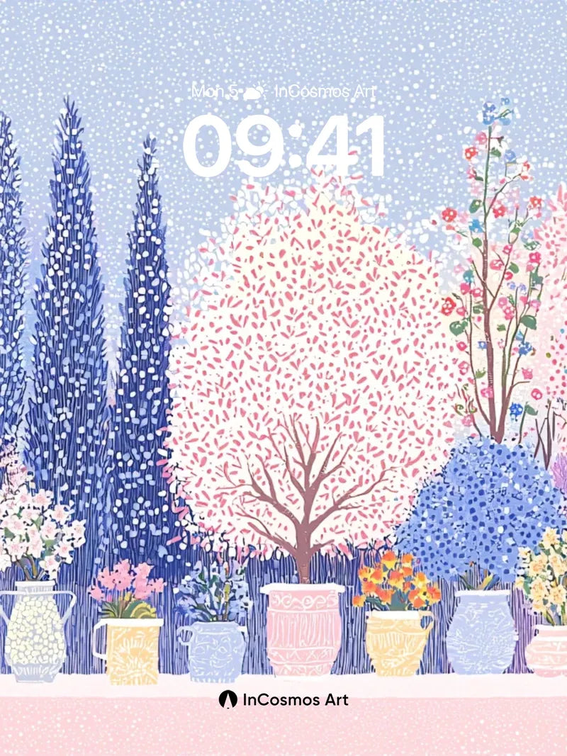 Whispering Bloom Wallpaper with Snowfall Hush