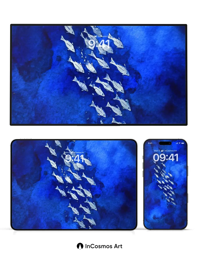 Silent School Wallpaper with Deep Sea Hues