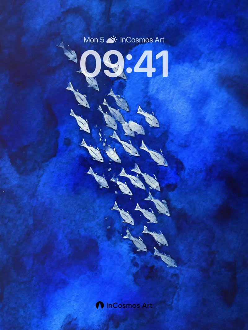 Silent School Wallpaper with Deep Sea Hues