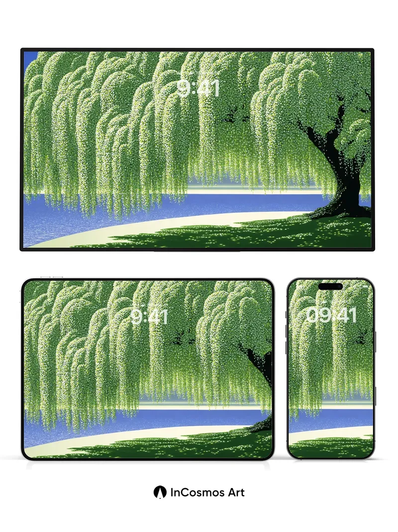 Serenity Weeping Willow Wallpaper with Dappled Light