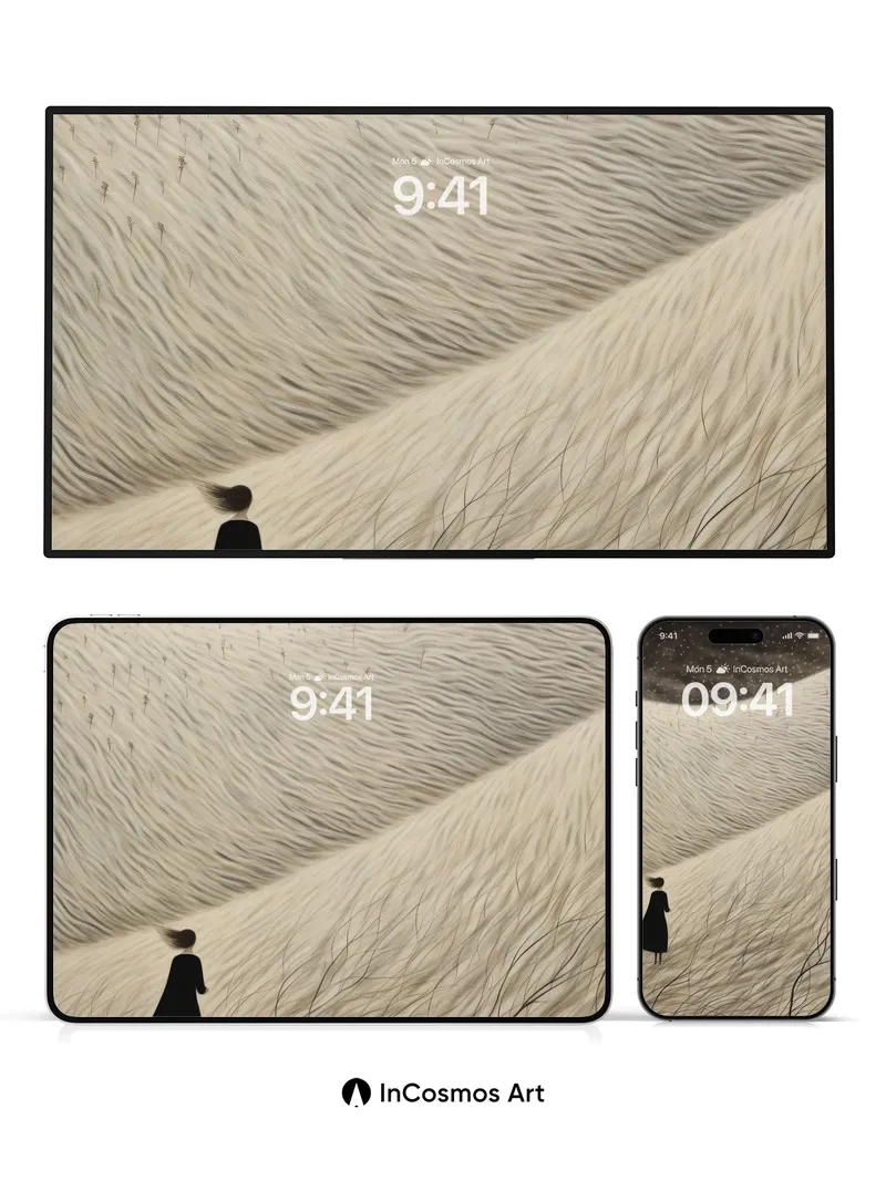 Lonely Wanderer Wallpaper with Whispering Dunes