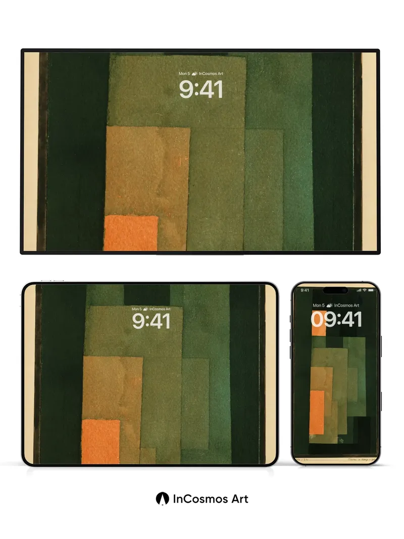 Muted Geometry Wallpaper with Orange Accents