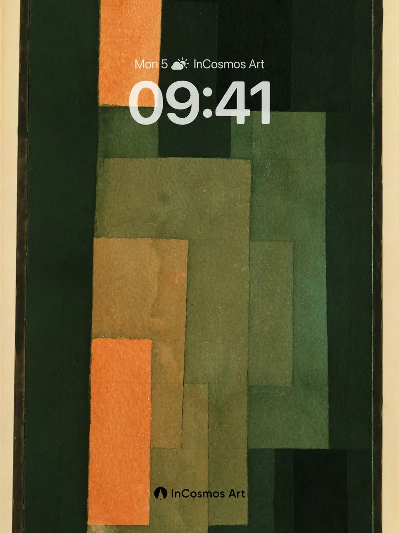 Muted Geometry Wallpaper with Orange Accents