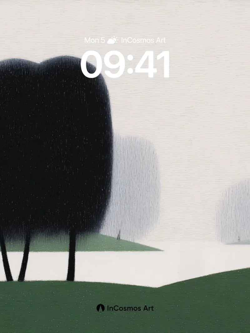 Misty Silence Wallpaper with Shadowed Trees