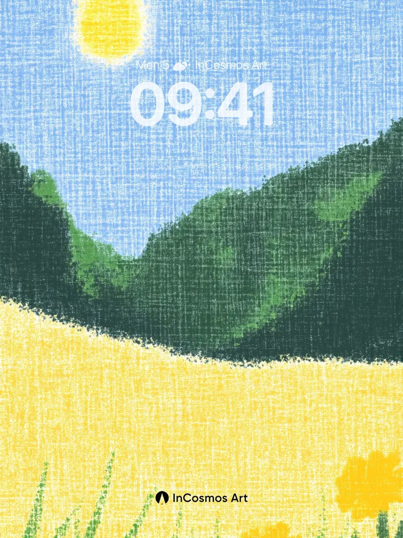 Sunlit Meadow Wallpaper with Textured Canvas Feel