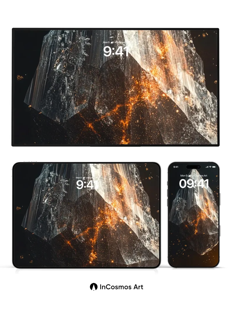 Luminous Crystal Wallpaper with Cosmic Veins