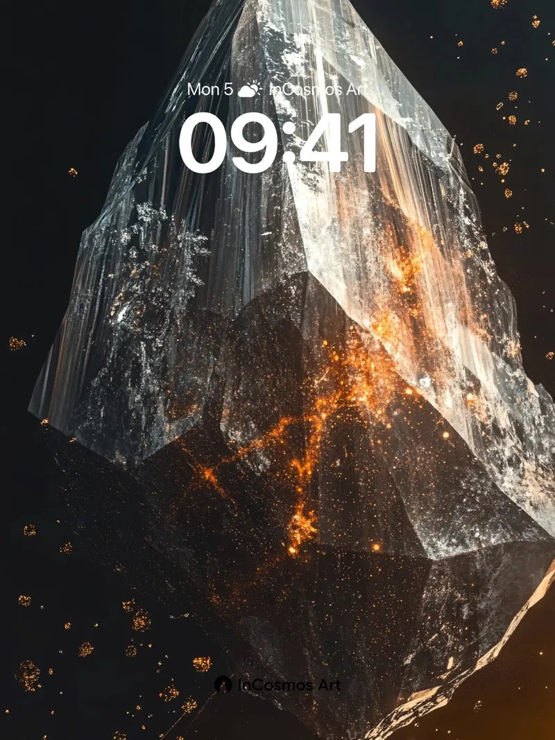 Luminous Crystal Wallpaper with Cosmic Veins