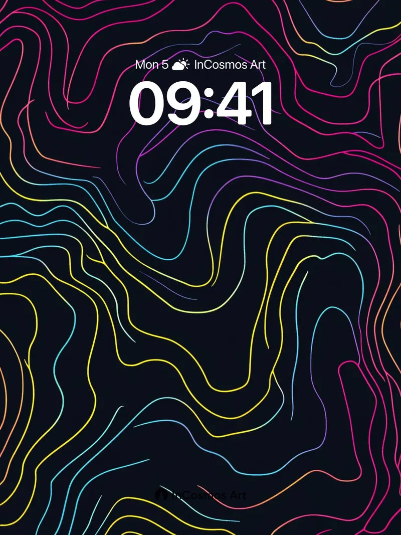 Neon Topography Wallpaper with Electric Trails