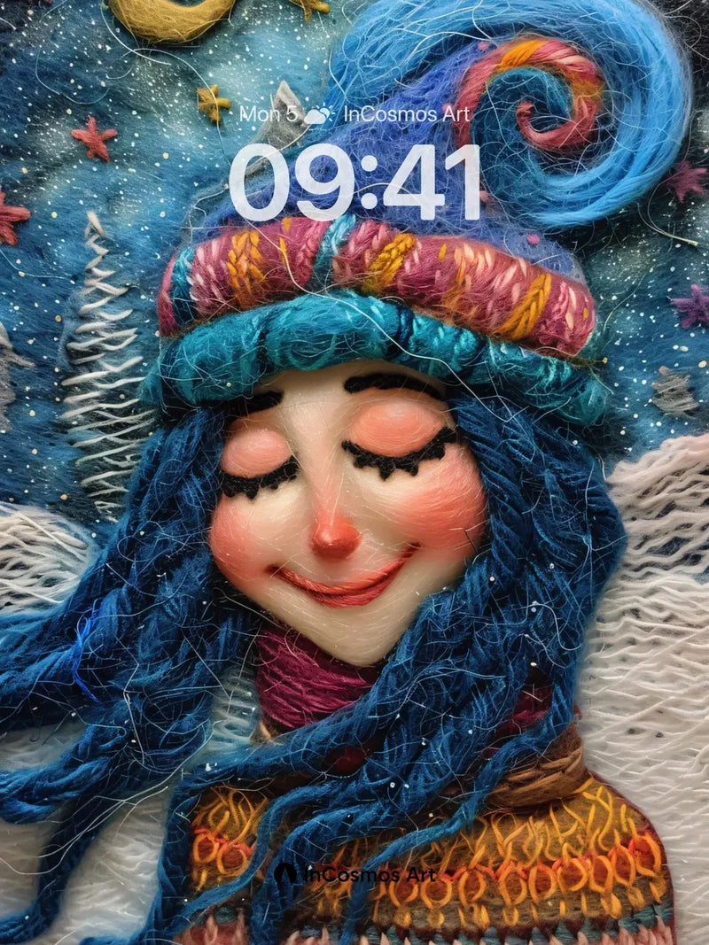 Whimsical Winter Wonderland Wallpaper with Felted Dreams wallpaper for iPhone, iPad & Mac