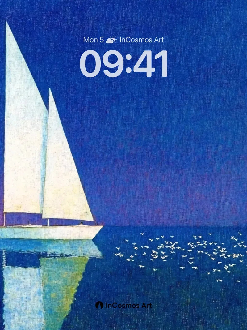 Serenity Sail Wallpaper with Twilight Reflections