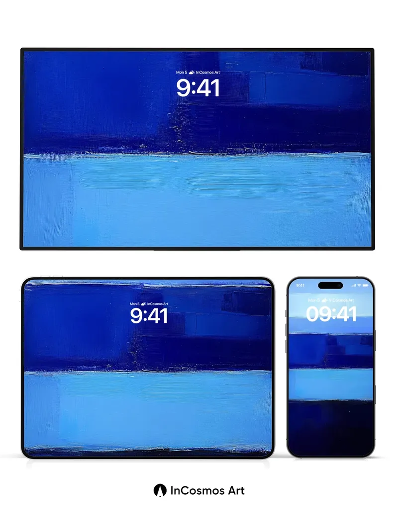 Calm Horizon Wallpaper with Deep Blue Fields