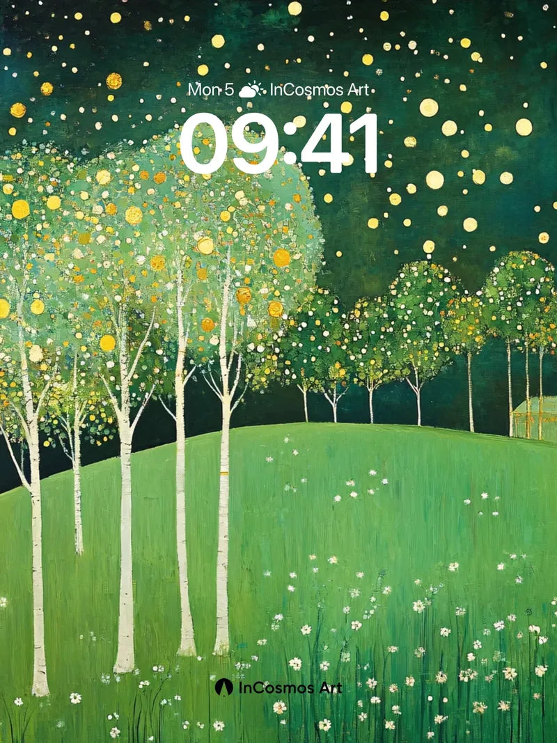 Luminous Grove Wallpaper with Moonlit Whispers