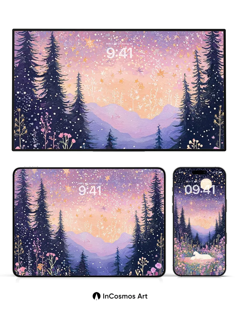 Starry Hush Wallpaper with Moonlit Wool