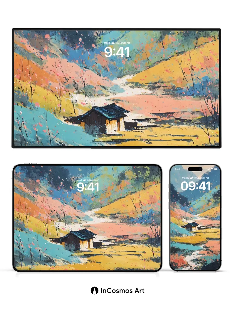 Serene Valley Wallpaper with Autumn Whispers