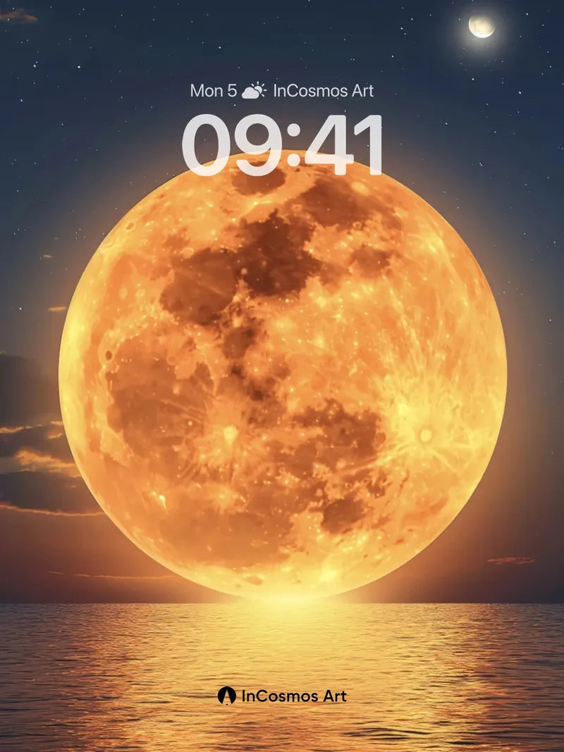 Golden Horizon Wallpaper with Lunar Glow