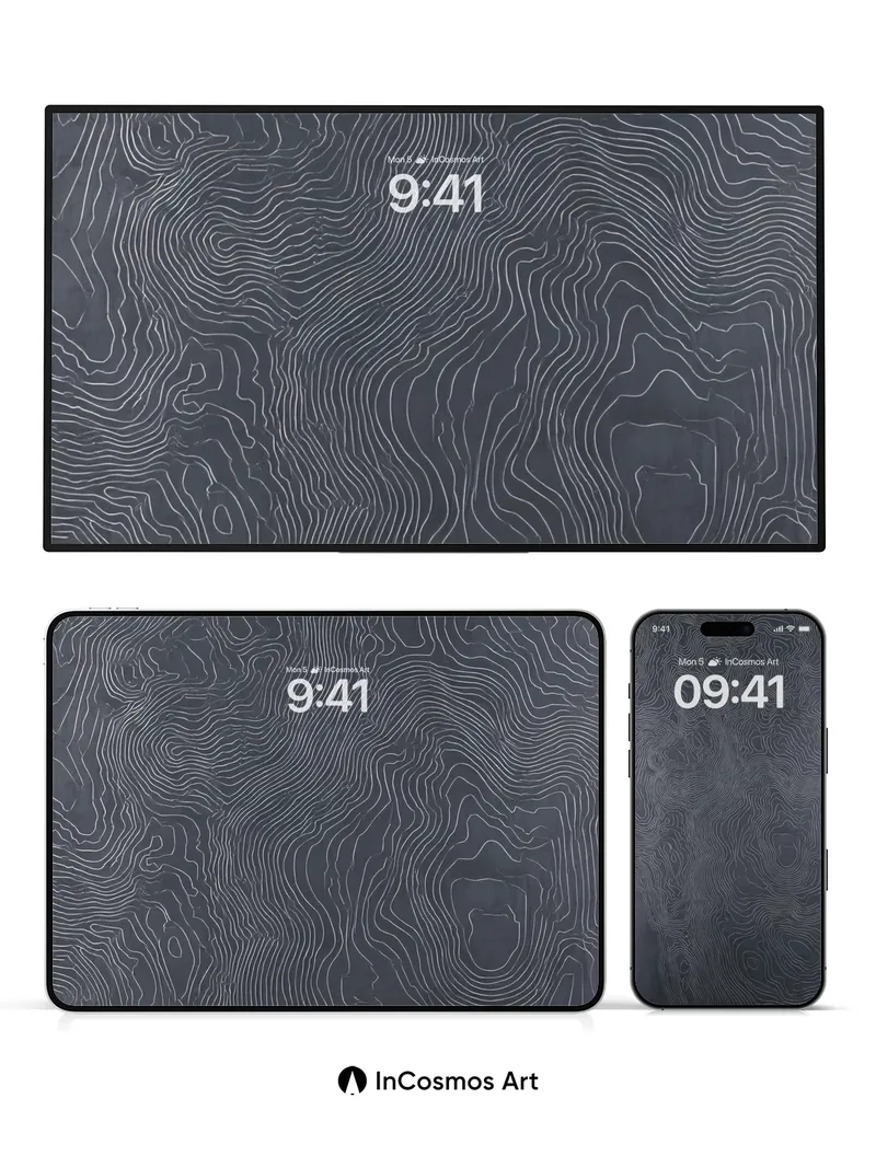 Topographic Whisper Wallpaper with Etched Lines