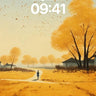Golden Hush Wallpaper with Floating Leaves wallpaper for iPhone, iPad & Mac