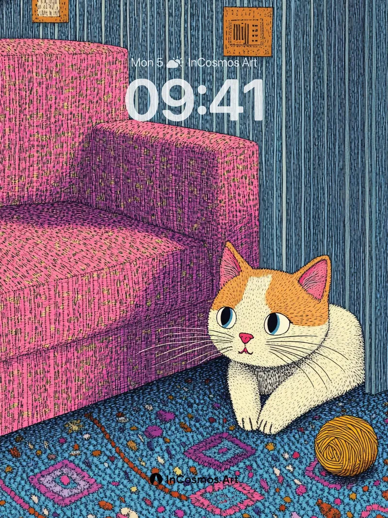 Whiskered Reverie Wallpaper with Knitted Texture wallpaper for iPhone, iPad & Mac