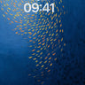 Swirling Gold Fish School Ocean Background wallpaper for iPhone, iPad & Mac