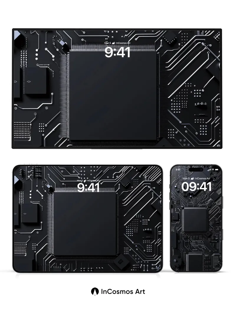 Silicon Pulse Wallpaper with Circuit Veins