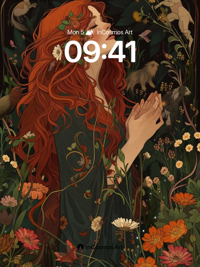 Whispering Bloom Wallpaper with Enchanted Hair wallpaper for iPhone, iPad & Mac