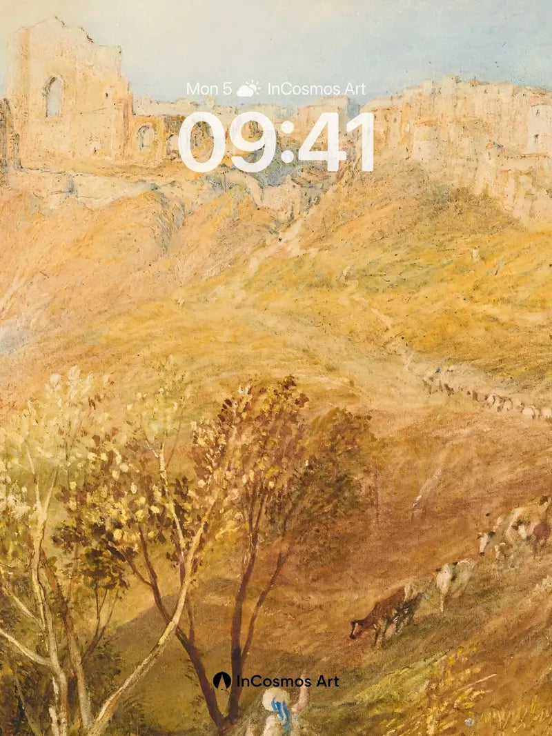 Sunbaked Ruin Wallpaper with Distant Herd