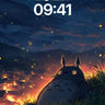 Starry Night Totoro Wallpaper with Firefly Glow wallpaper for iPhone, iPad & Mac