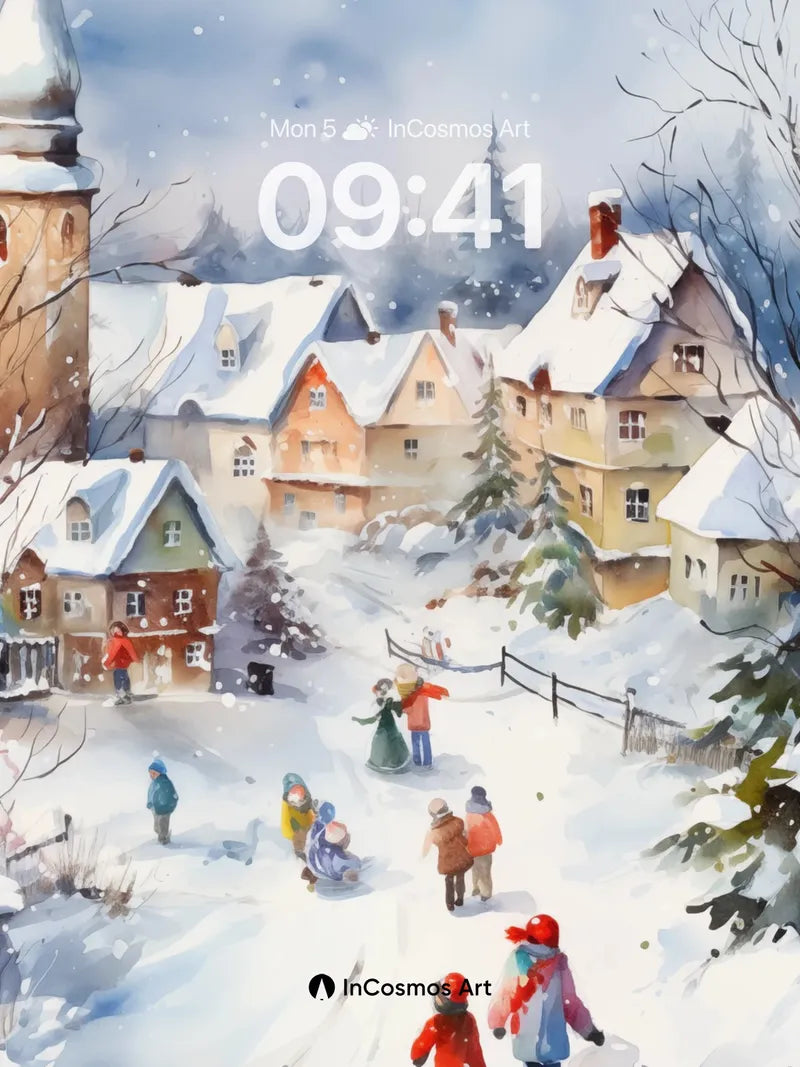 Snowfall Whisper Wallpaper with Village Echoes