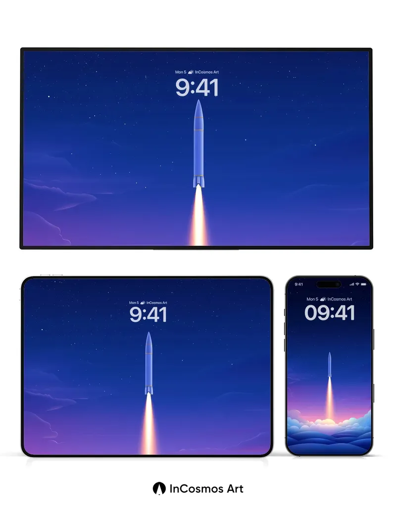 Celestial Ascent Wallpaper with Starlit Trail