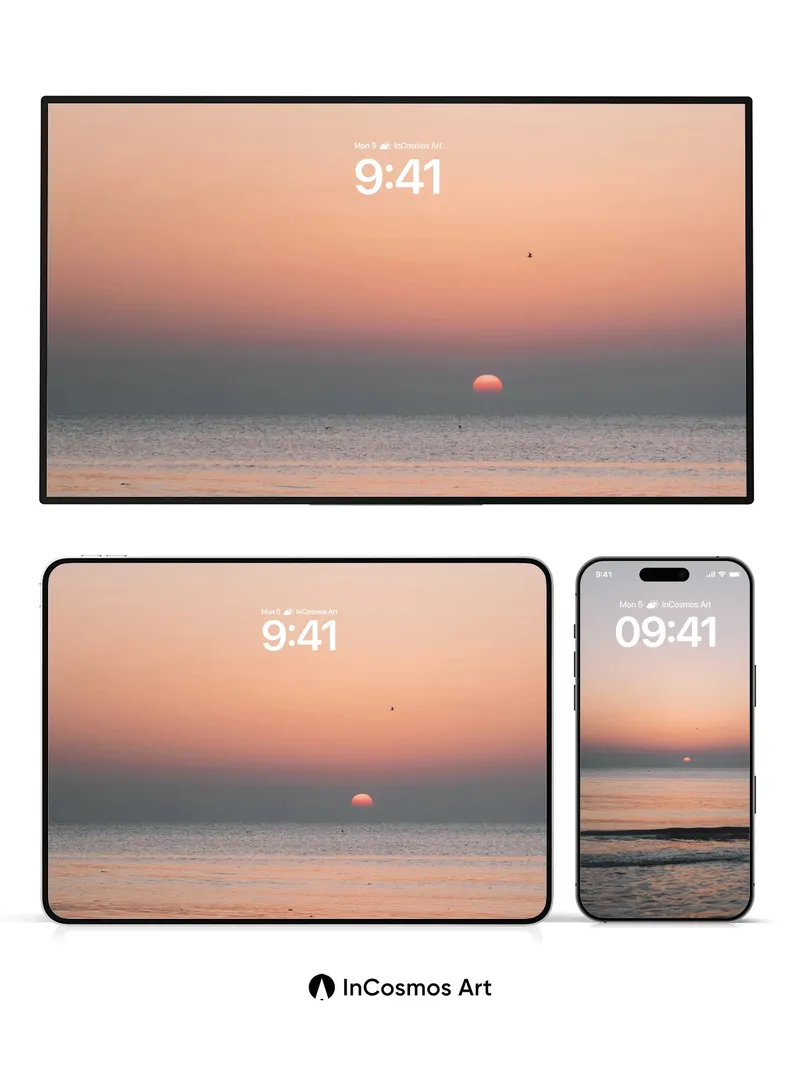 Serenity Horizon Wallpaper with Distant Sun