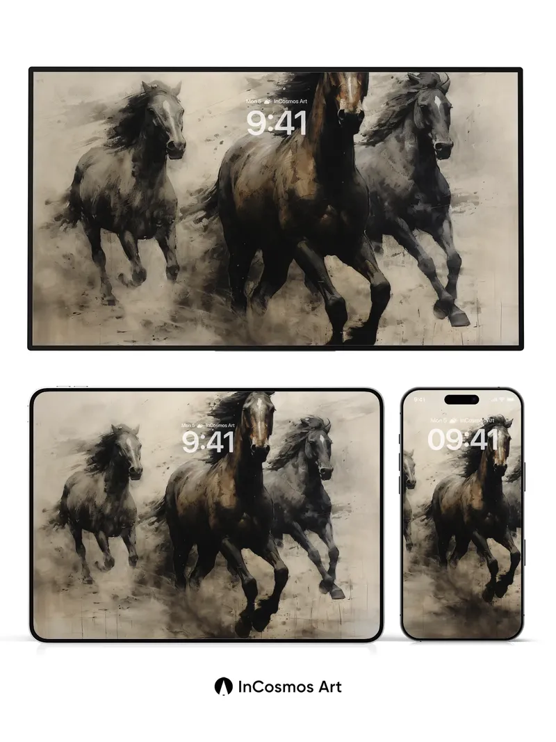 Wild Spirit Wallpaper with Storm-Whipped Horses